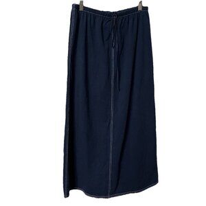 Vintage Liz Claiborne Maxi Skirt Womens M Navy Blue Y2K Coastal Sailor Fisherman